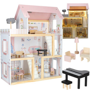 Domek dla lalek mebelki 78 cm LED